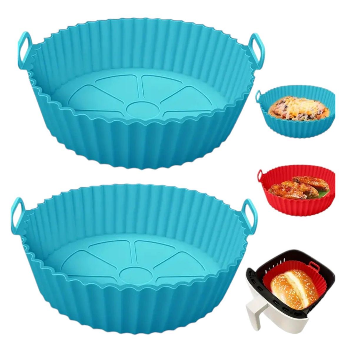 GENERICO - 2 Forro silicona para airfryer para freidora silicona redondo