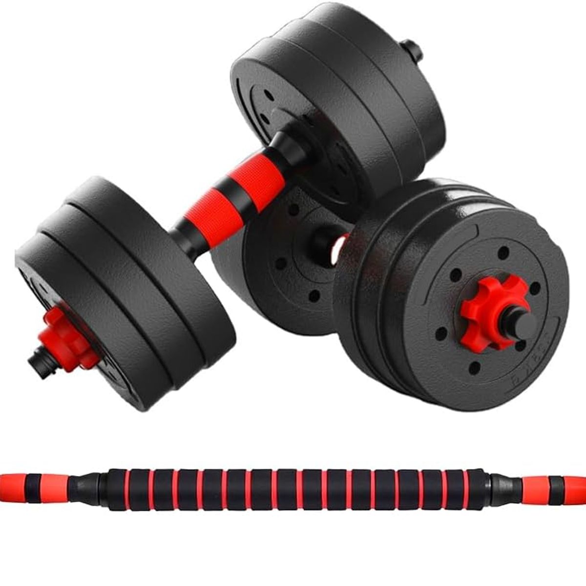 HAZ TU CLICK - Set De Mancuernas Unibles De 15kg Con Barra De Extensión