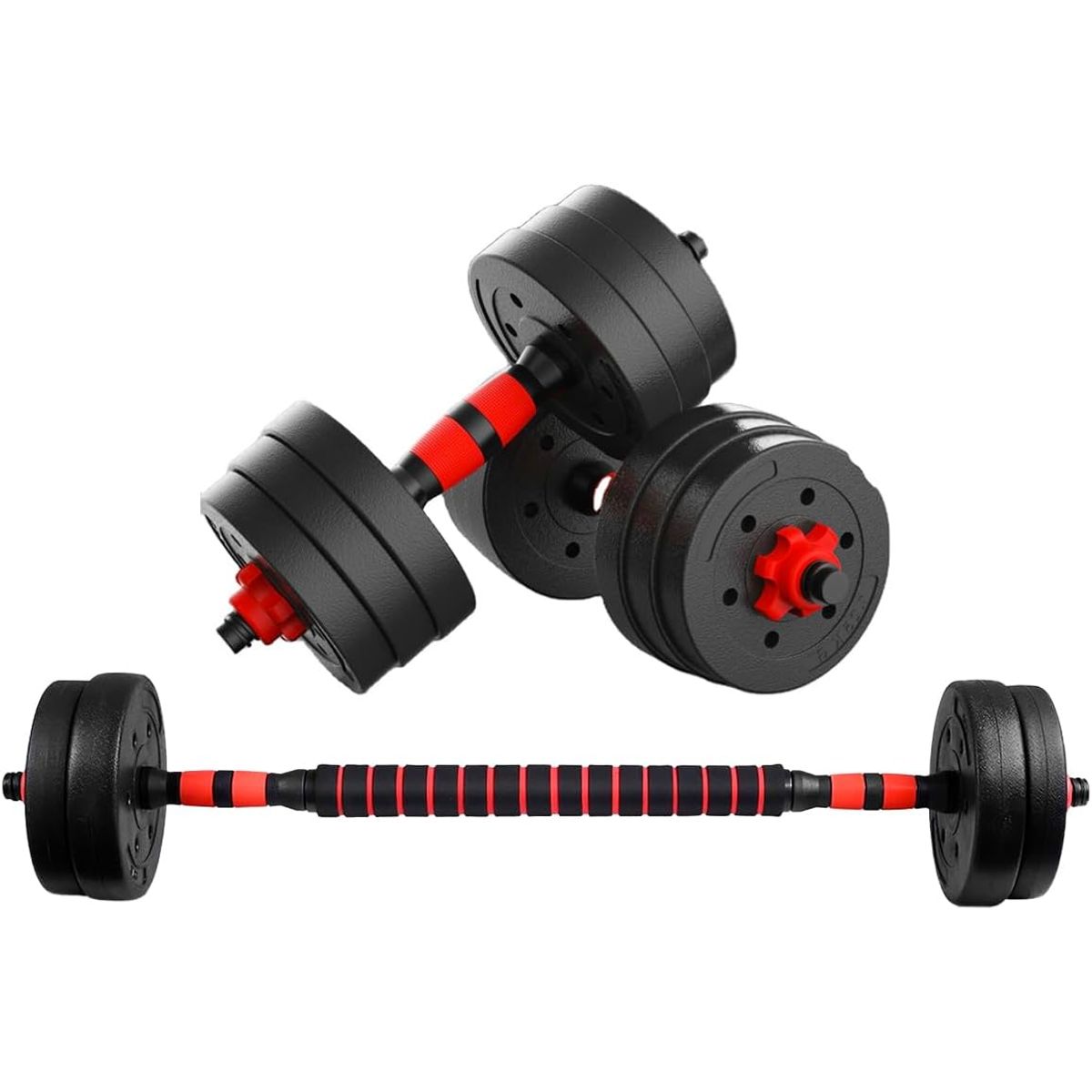 HAZ TU CLICK - Set De Mancuernas Unibles De 15kg Con Barra De Extensión