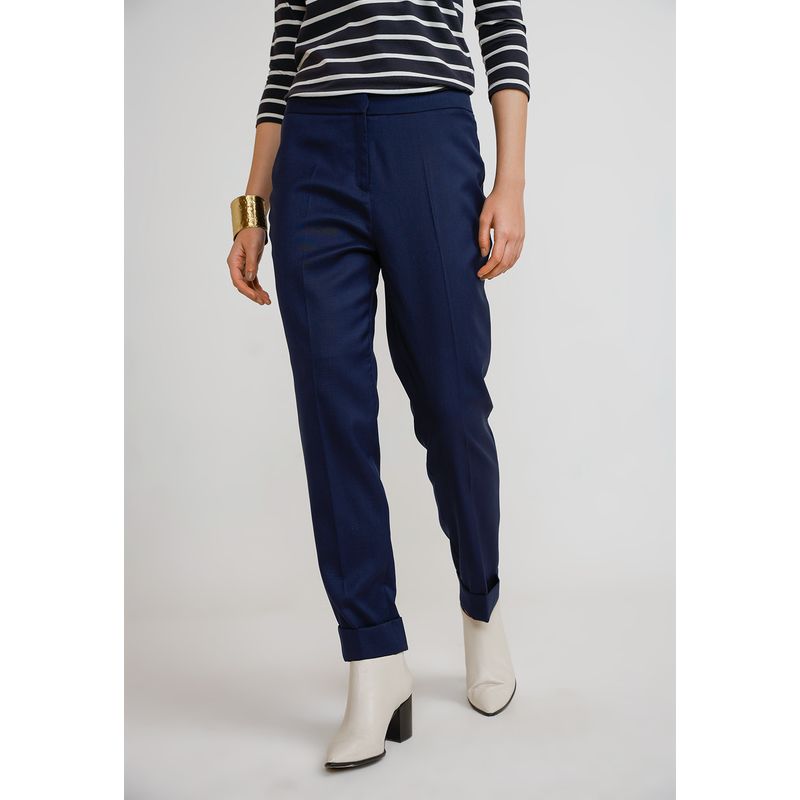 CANADIENNE - Pantalón Mujer Lana Azul Canadienne
