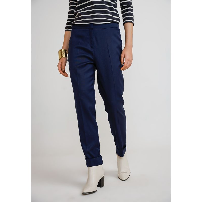 CANADIENNE - Pantalón Mujer Lana Azul Canadienne