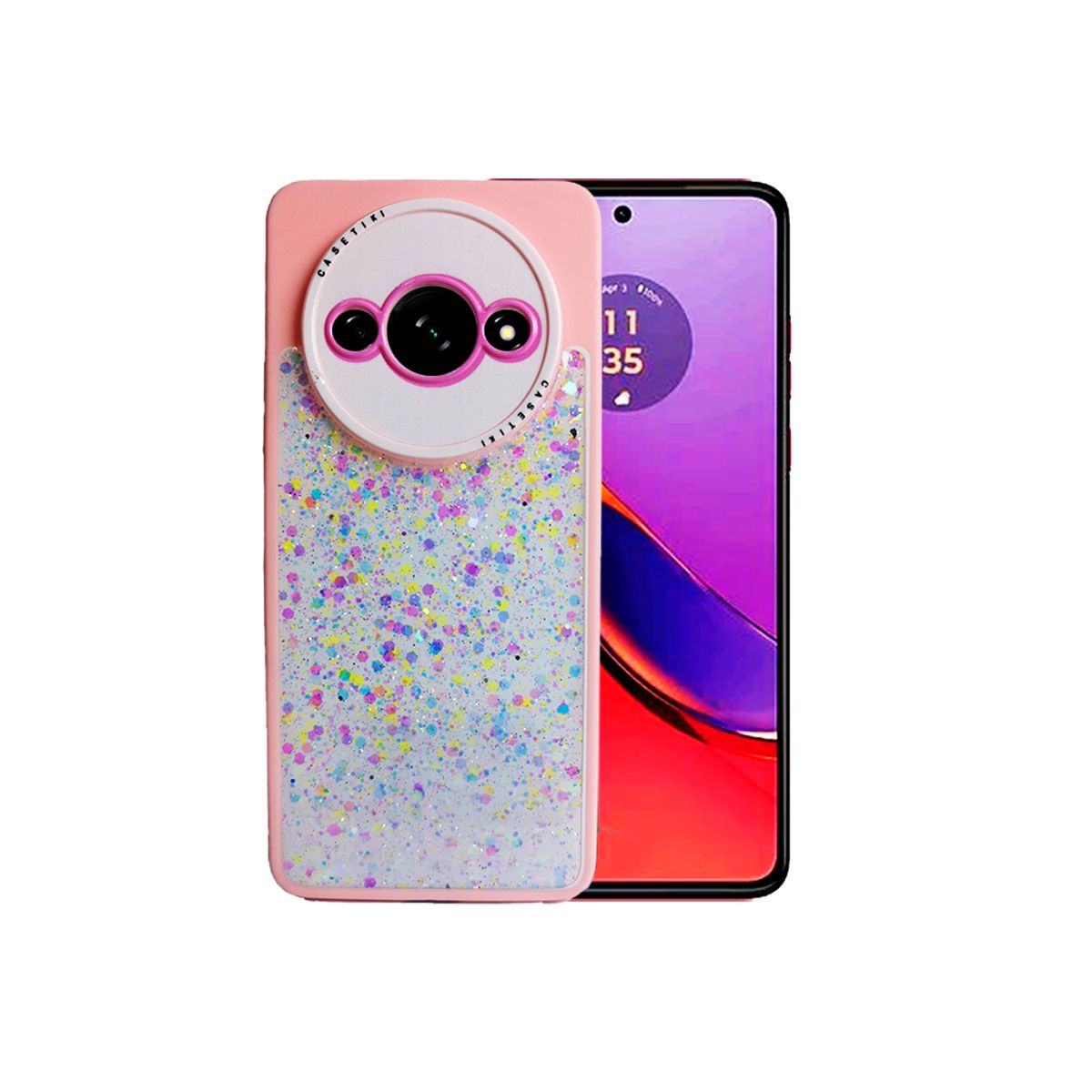 GENERICO - CARCASA PARA XIAOMI REDMI A3 GLITTER INCLUYE POP SOCKET COLOR ROSA