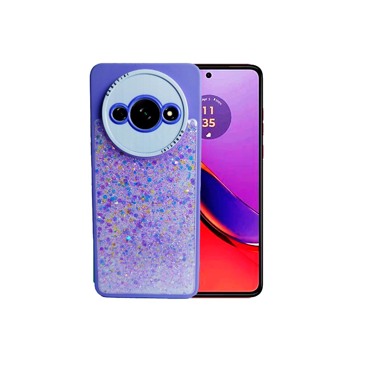 GENERICO - CARCASA PARA XIAOMI REDMI A3 GLITTER INCLUYE POP SOCKET COLOR LILA
