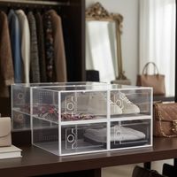 Caja Organizadora De Zapatos Apilables Set 4 Unidades Color blanco o negro