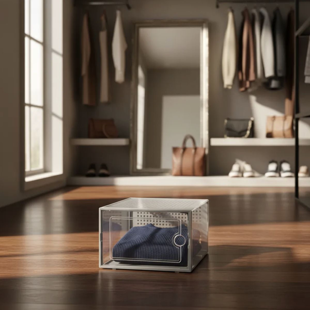 MOMO - Caja Organizadora De Zapatos Apilables Set 4 Unidades Color blanco o negro