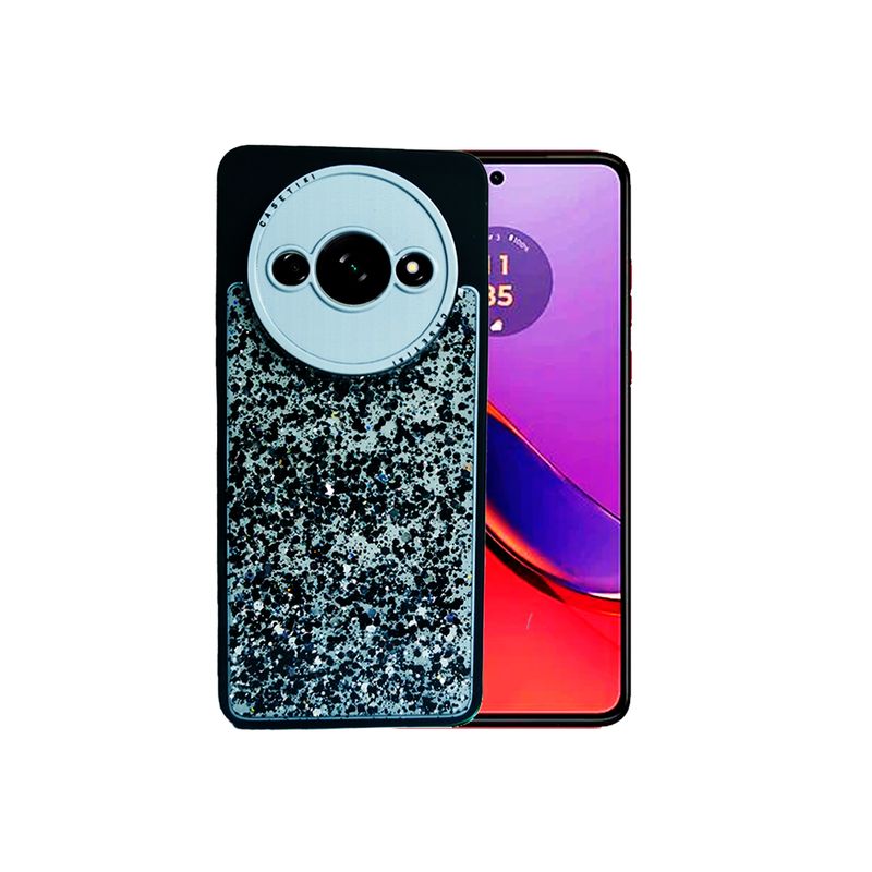 GENERICO - CARCASA PARA XIAOMI REDMI A3 GLITTER INCLUYE POP SOCKET COLOR NEGRO