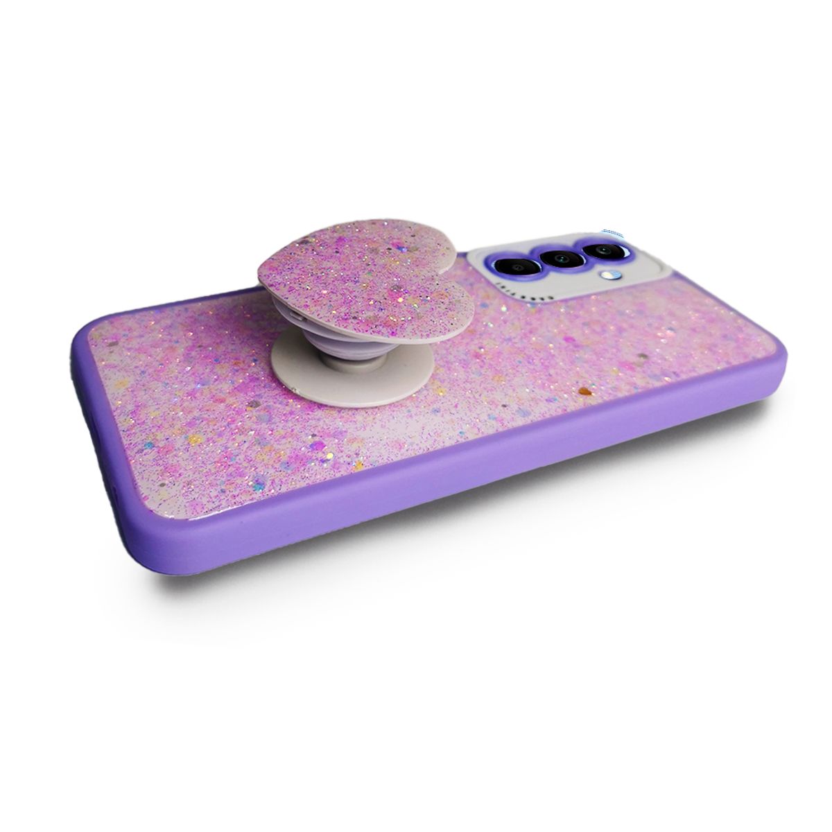 GENERICO - CARCASA PARA SAMSUNG A15 GLITTER INCLUYE POP SOCKET COLOR LILA