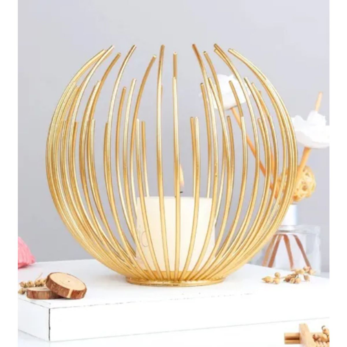 GENERICO - Candelabro Dorado Decorativo  Porta Vela Elegante