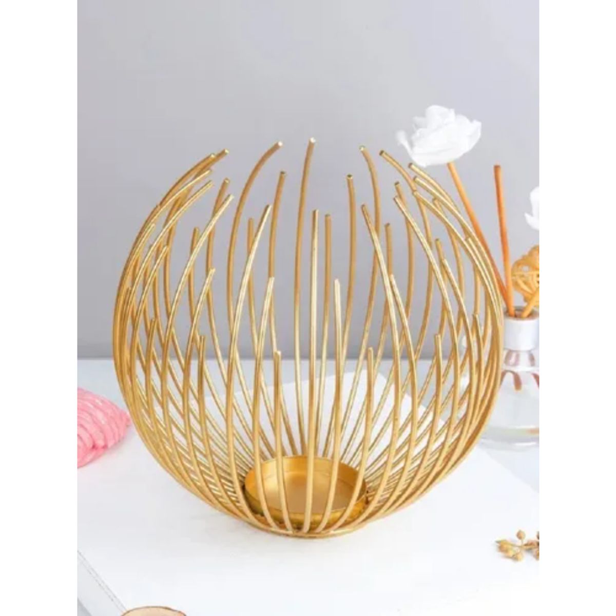 GENERICO - Candelabro Dorado Decorativo  Porta Vela Elegante