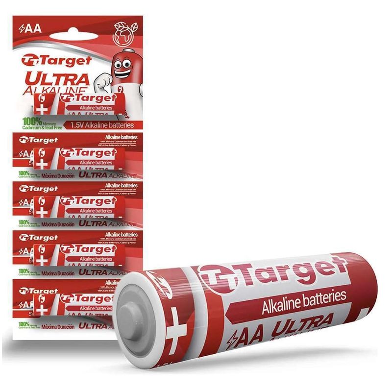 GEN - Pack 5X Pila AA Bateria Alcalina Linterna Juguetes Control - Target