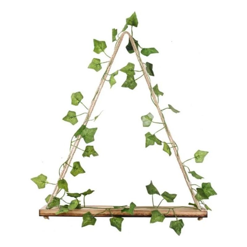 GENERICO - Estante Triangular de Madera con Luz LED y Plantas Faux