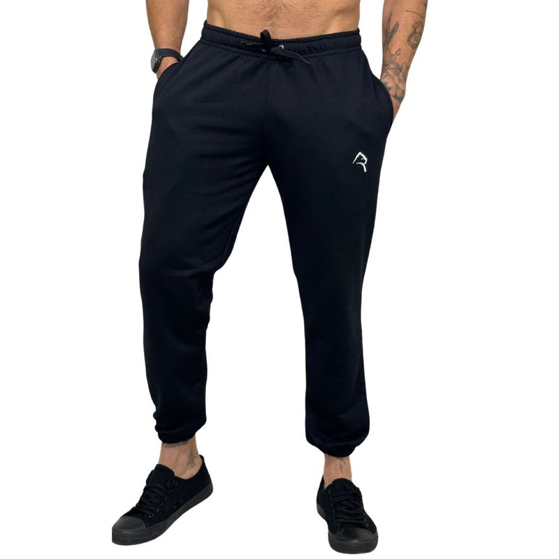 KONKO ACTIVE - Pantalon Buzo Jogger Relax Negro Hombre Algodón Deportivo Konko