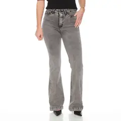 WADOS - JEANS FLARE TIRO ALTO PRETINA BASICA 1 BOTON PUSH UP