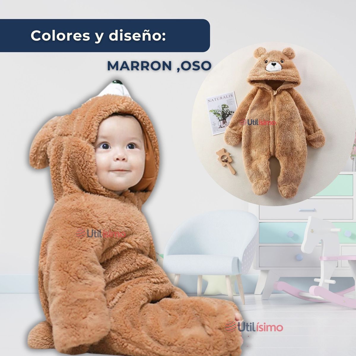 JUMP KIDS - Enterito Oso Con Capucha Bebe Polar Marrón