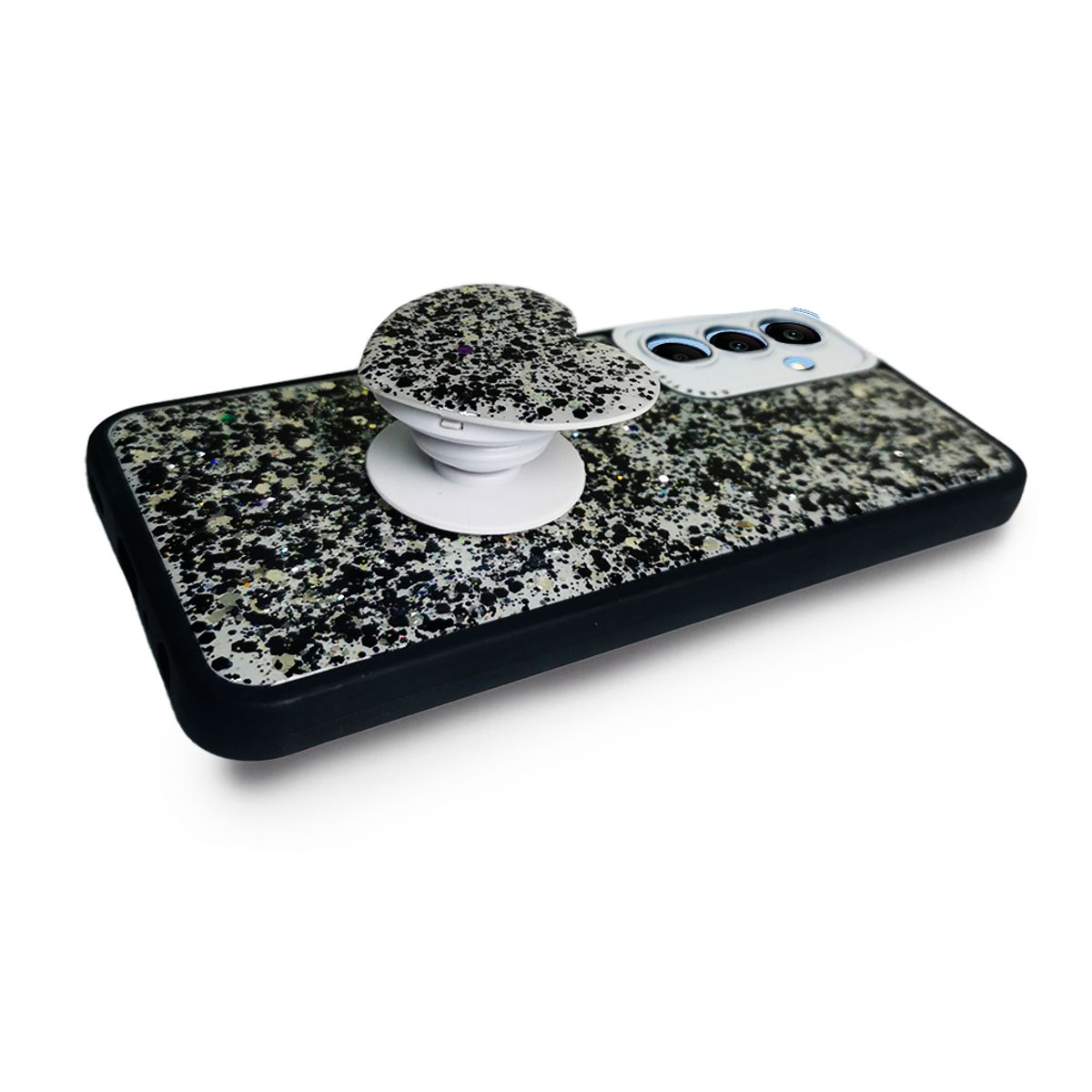 GENERICO - CARCASA PARA SAMSUNG A16 GLITTER INCLUYE POP SOCKET COLOR NEGRO