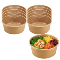 GENERICO - Set 40 Envase Ensalada 600mL Beige Desechable Comida Kraft
