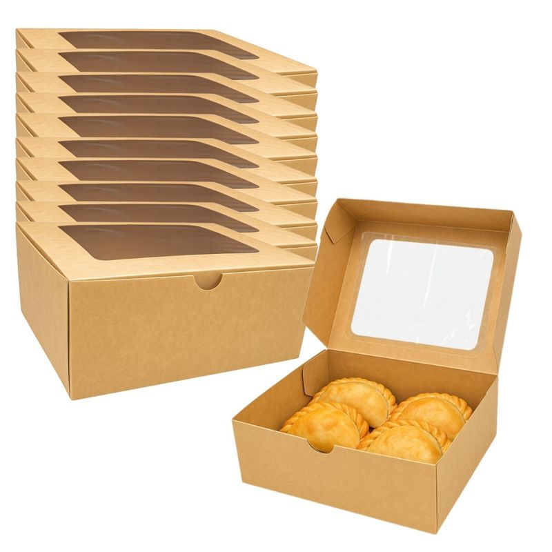 GENERICO - Set 40 Cajas Kraft Con Ventana 25x20x10cm Desechable Carton