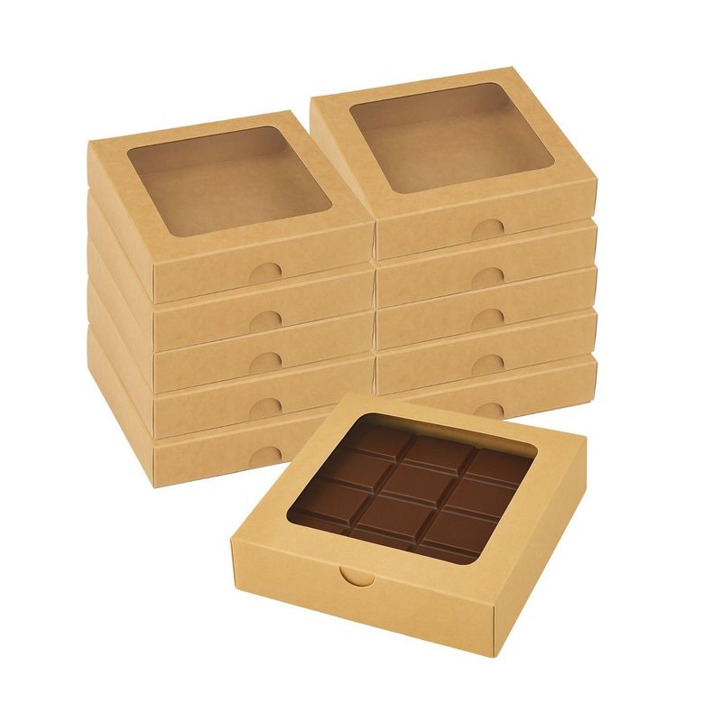 GENERICO - Set 10 Caja Ventana 14x12x2cm Beige Contenedor Desechable