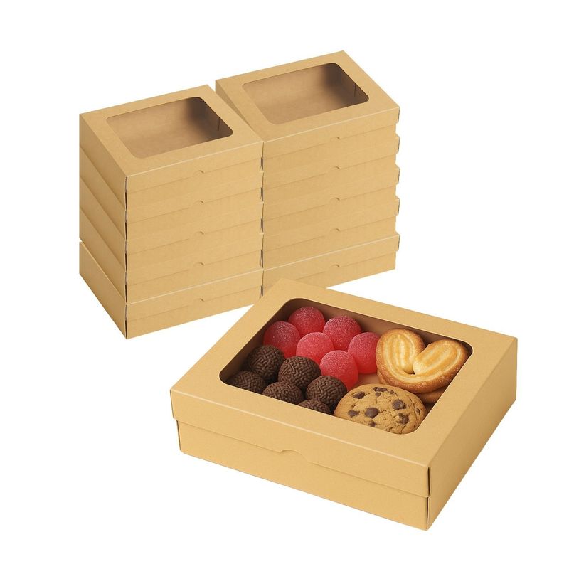 GENERICO - Set 10 Cajas Kraft Ventana 18x12x5cm Contenedor Desechable