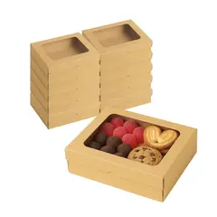 GENERICO - Set 20 Cajas Kraft Ventana 18x12x5cm Contenedor Desechable