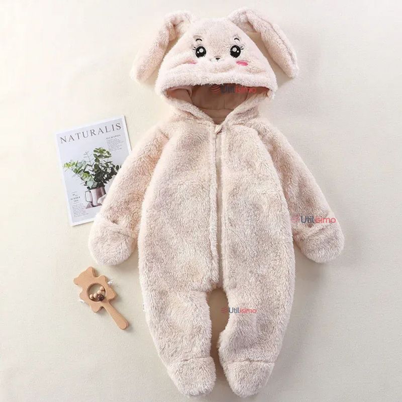 JUMP KIDS - Enterito Conejito Con Capucha Bebe Polar Blanco