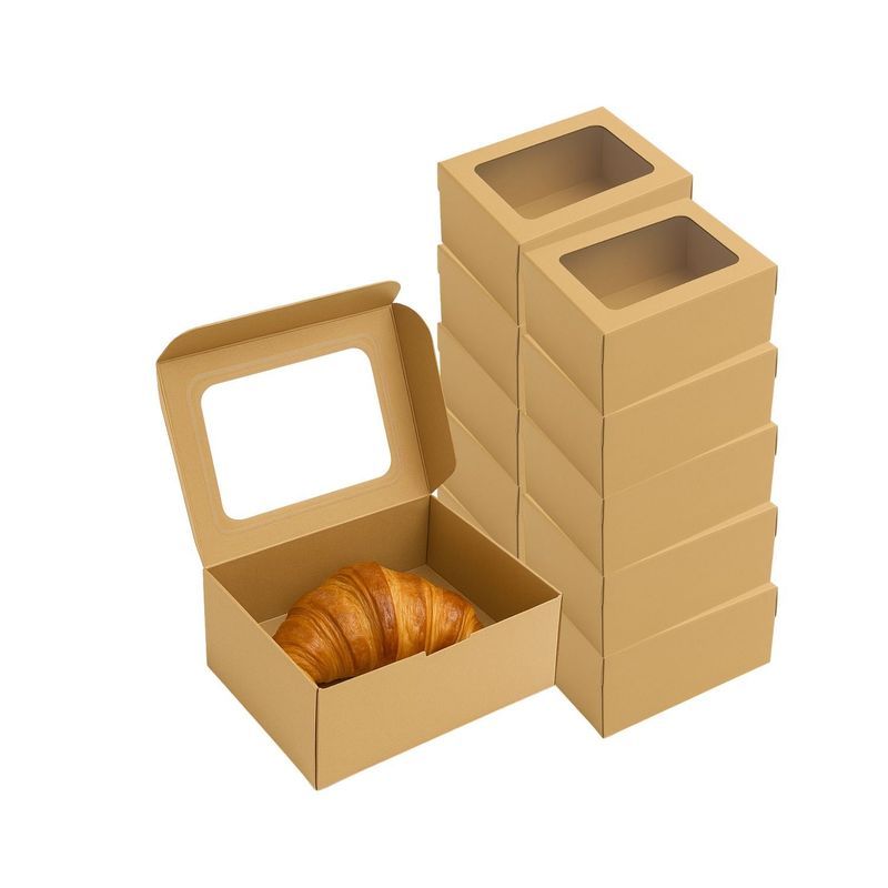 GENERICO - Set 50 Caja Kraft Ventana 18x12x9cm Contenedor Desechable