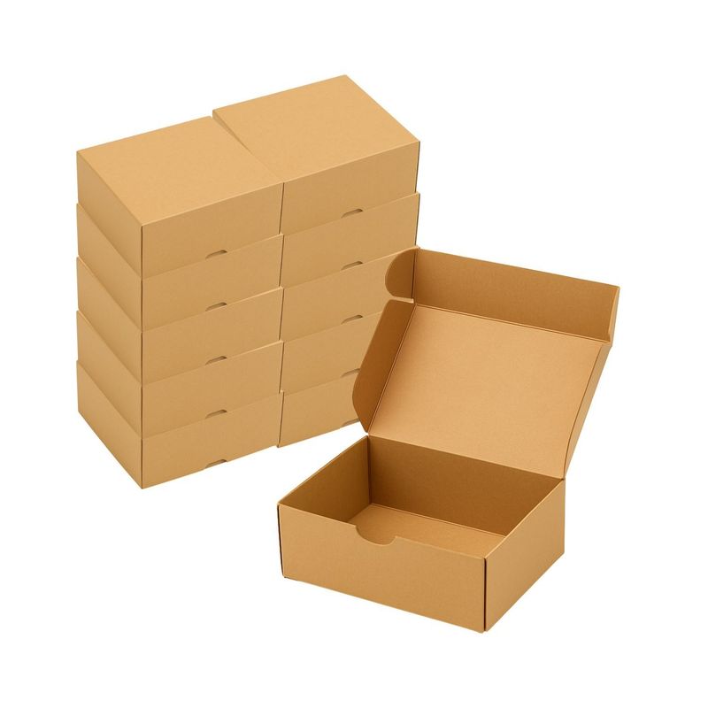 GENERICO - Set 10 Cajas Kraft 24x14x5cm Contenedor Desechable Carton