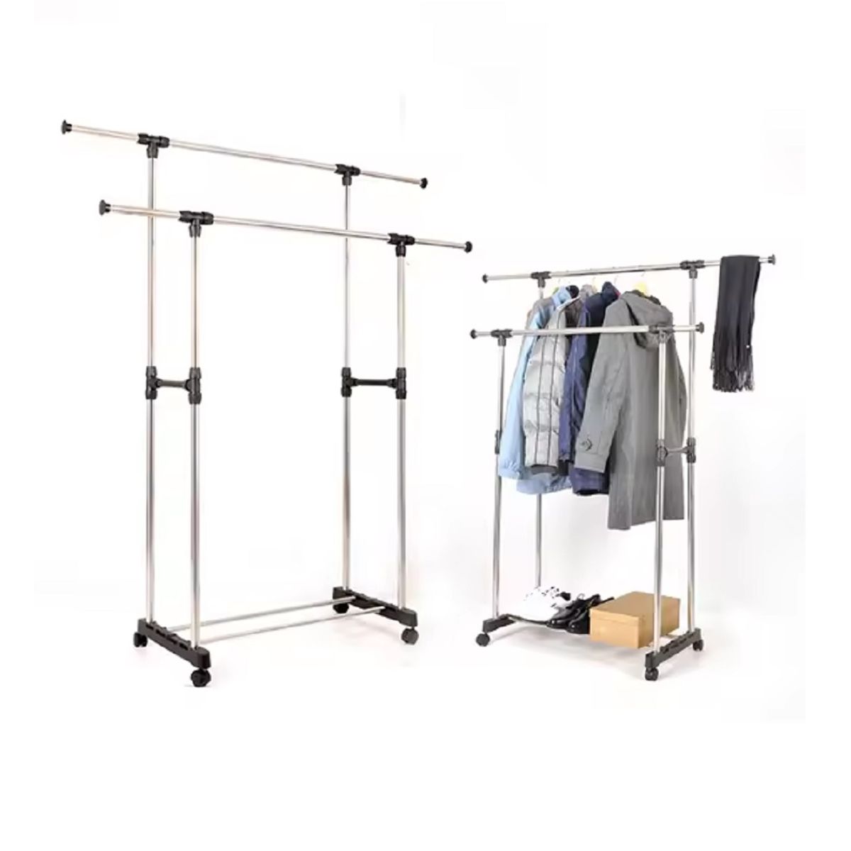 GENERICO - Perchero Colgador Doble De Ropa Exhibicion Metalico