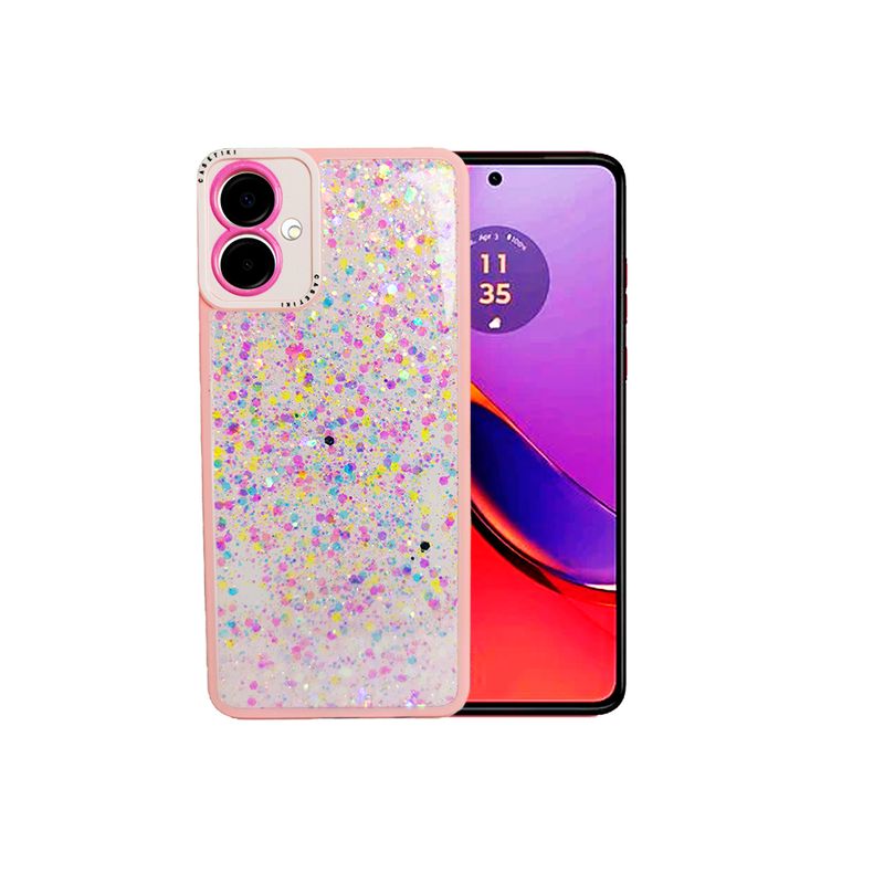 GENERICO - CARCASA PARA SAMSUNG A06 GLITTER INCLUYE POP SOCKET COLOR ROSA