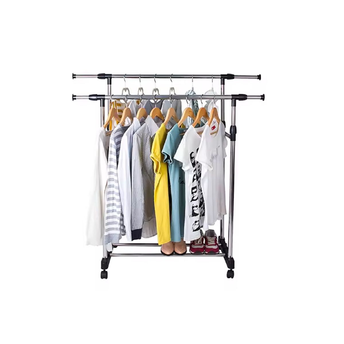 GENERICO - Perchero Colgador Doble De Ropa Exhibicion Metalico