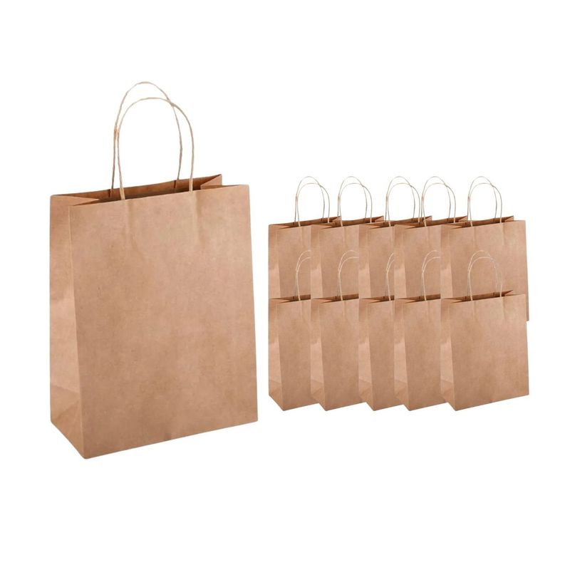 GENERICO - Set 10 Bolsas Papel 27x16x29cm Asa Delivery Emprendimiento