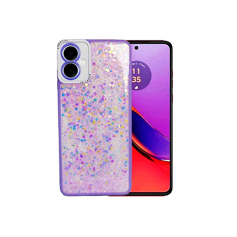 GENERICO - CARCASA PARA SAMSUNG A06 GLITTER INCLUYE POP SOCKET COLOR LILA