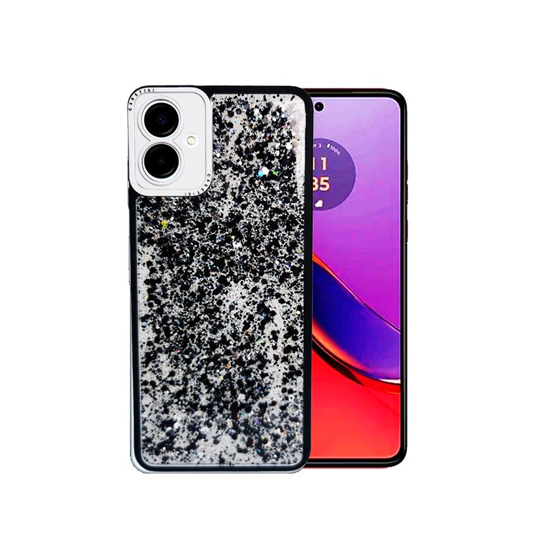 GENERICO - CARCASA PARA SAMSUNG A06 GLITTER INCLUYE POP SOCKET COLOR NEGRO