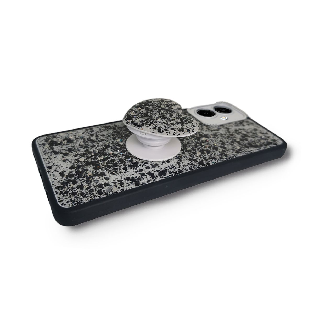 GENERICO - CARCASA PARA SAMSUNG A06 GLITTER INCLUYE POP SOCKET COLOR NEGRO