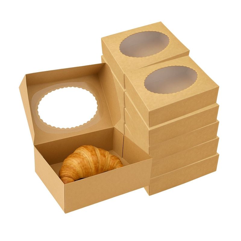 GENERICO - Set 100 Cajas Kraft Rectangular Ventana 25x17x10cm Desechable