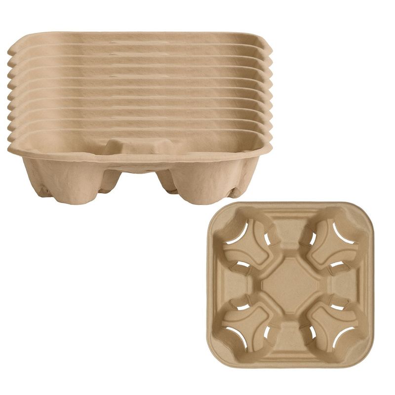 GENERICO - Set 30 Bandeja Bebida 4 Cavidades Soporte Kraft Desechable