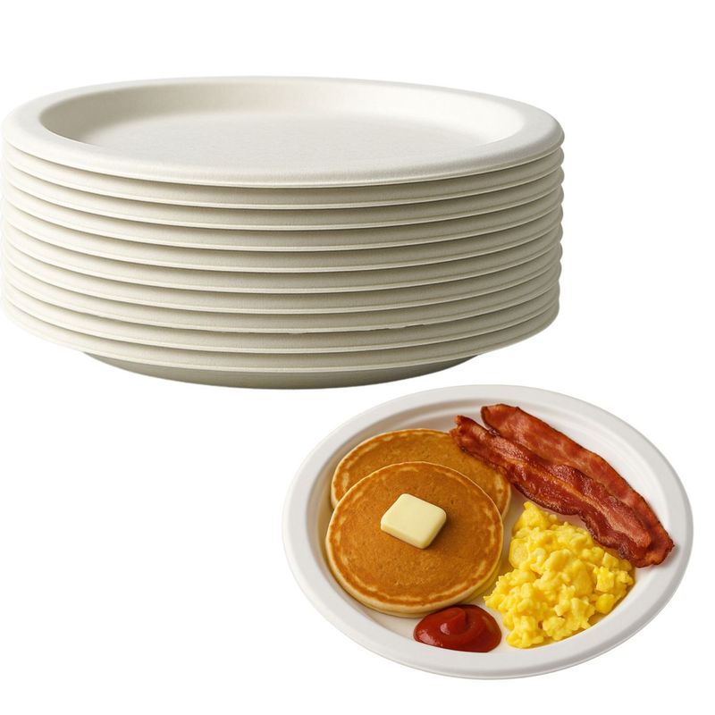 GENERICO - Set 50 Platos Polipapel 18cm Blanco Carton Duro Desechable