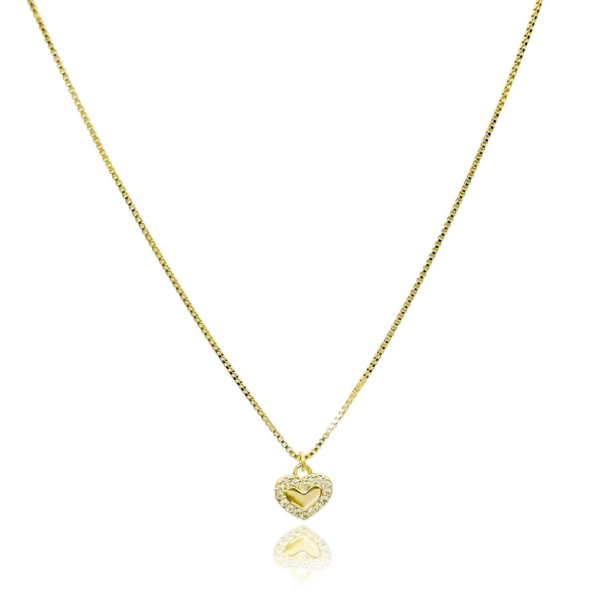 COGGIOLA - Collar Corazón Borde Micro Circón Enchapado Oro 18K