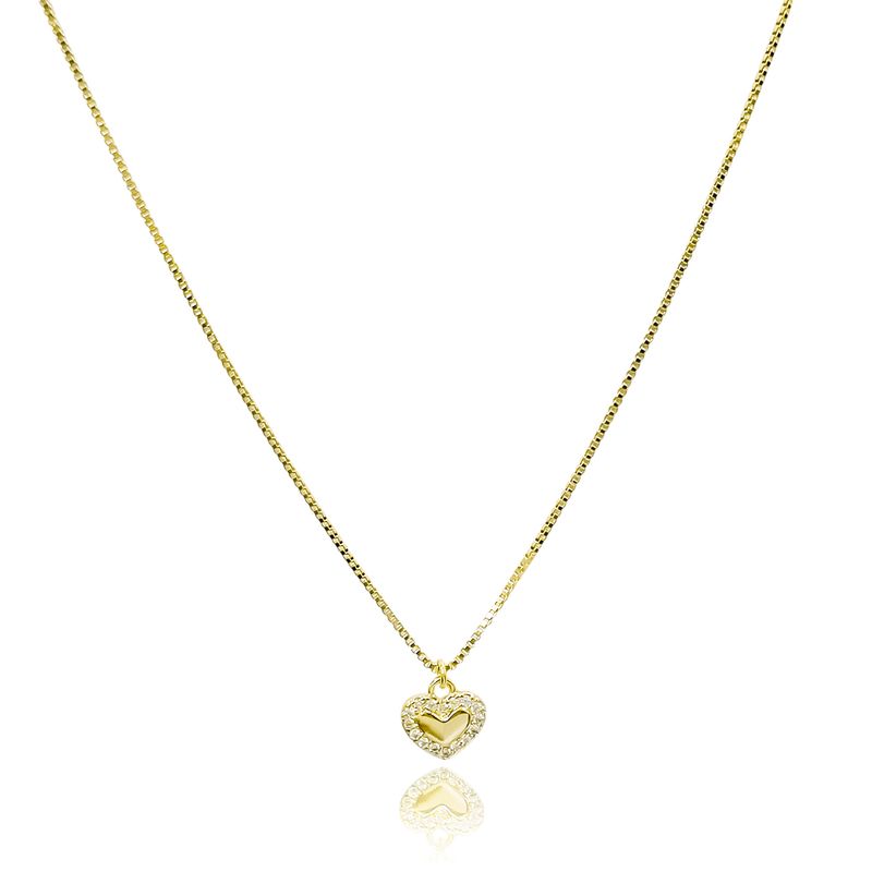 ANDREA COGGIOLA JOYAS - Collar Corazón Borde Micro Circón Enchapado Oro 18K