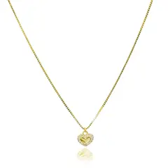 COGGIOLA - Collar Corazón Borde Micro Circón Enchapado Oro 18K