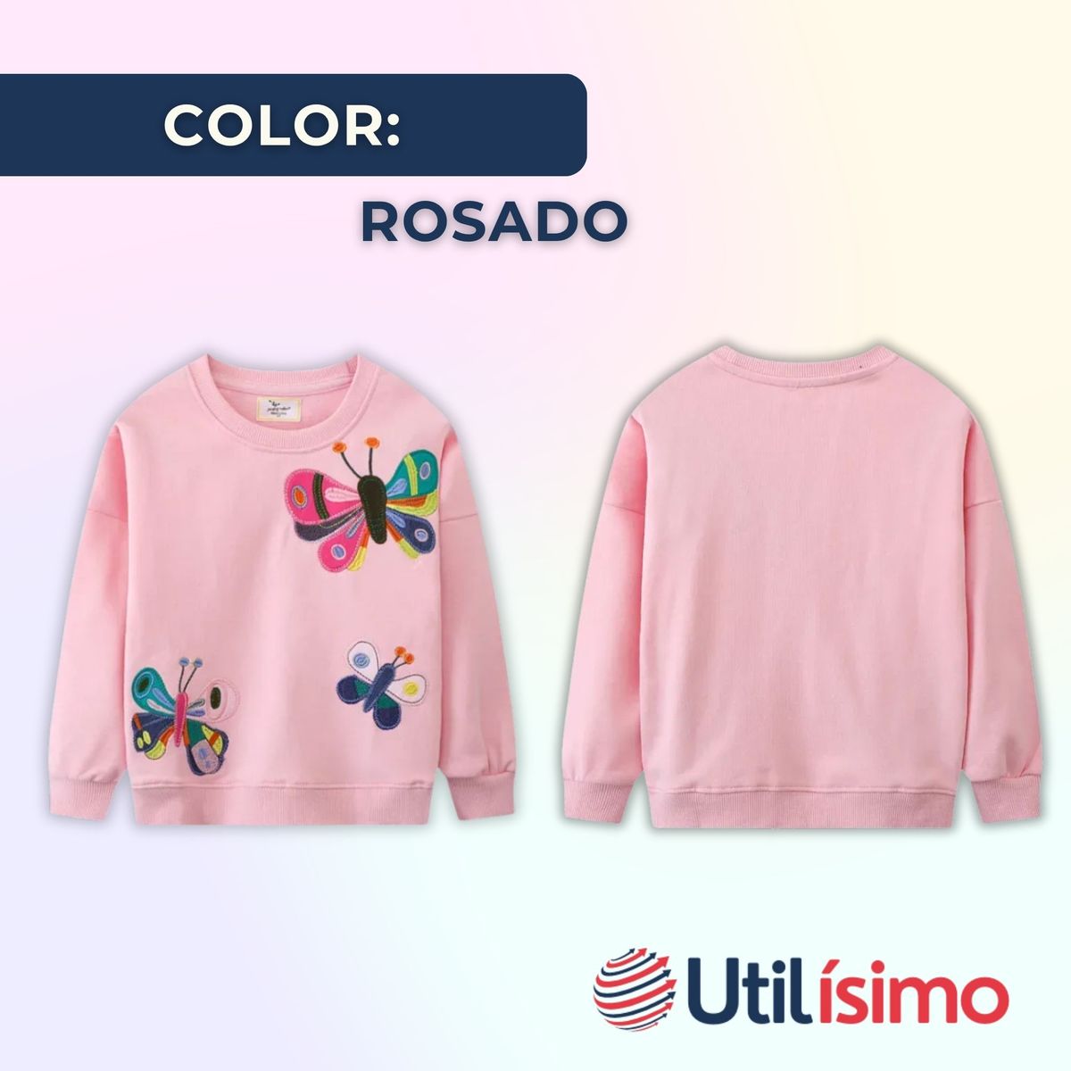 JUMP KIDS - Polerón Cuello Redondo Niña Rosado Mariposa