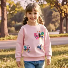 JUMP KIDS - Polerón Cuello Redondo Niña Rosado Mariposa
