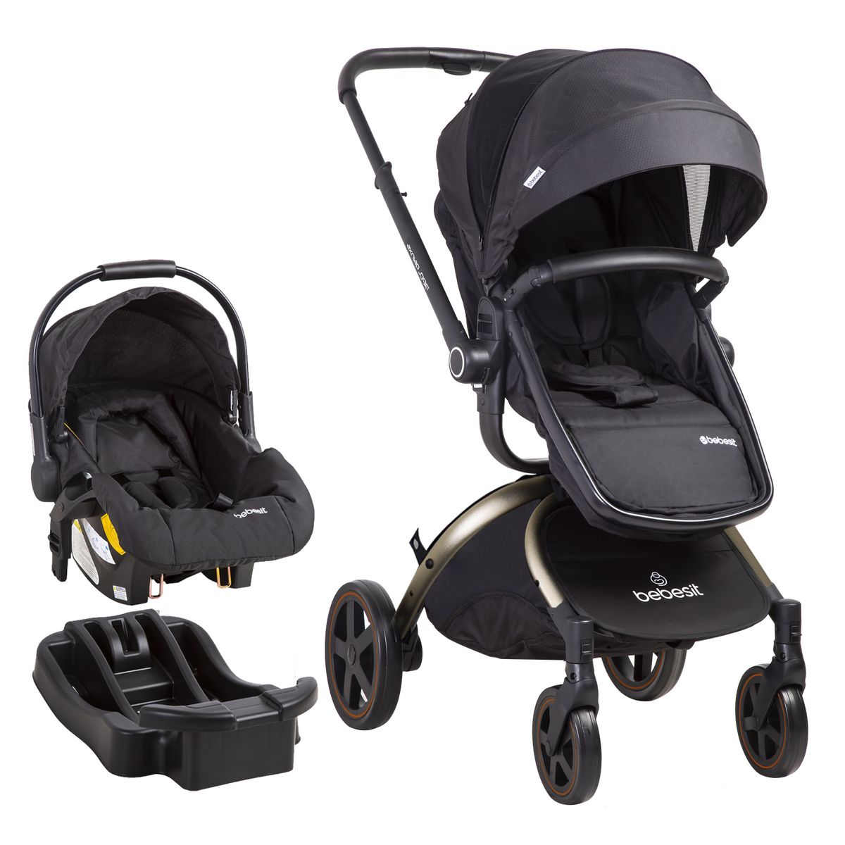 BEBESIT - Coche Cuna Travel System Deluxe 360° SX Dorado Bebesit