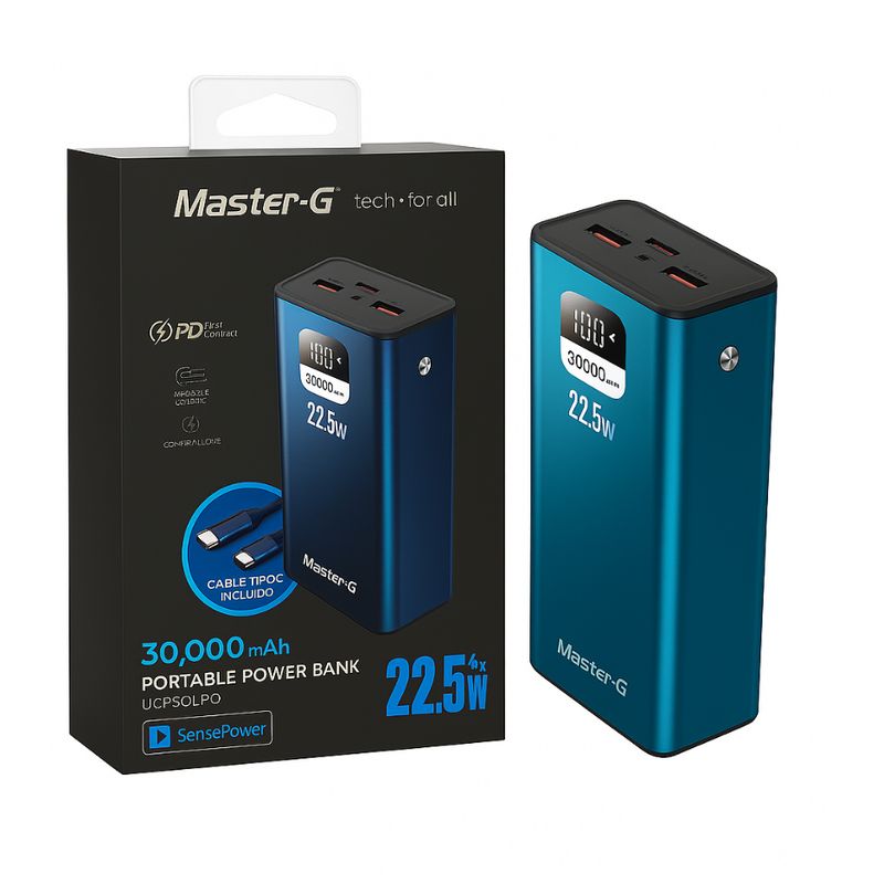 MASTER G - Power Bank Batería Externa 30000 Mah 22.5W UCP30LPD