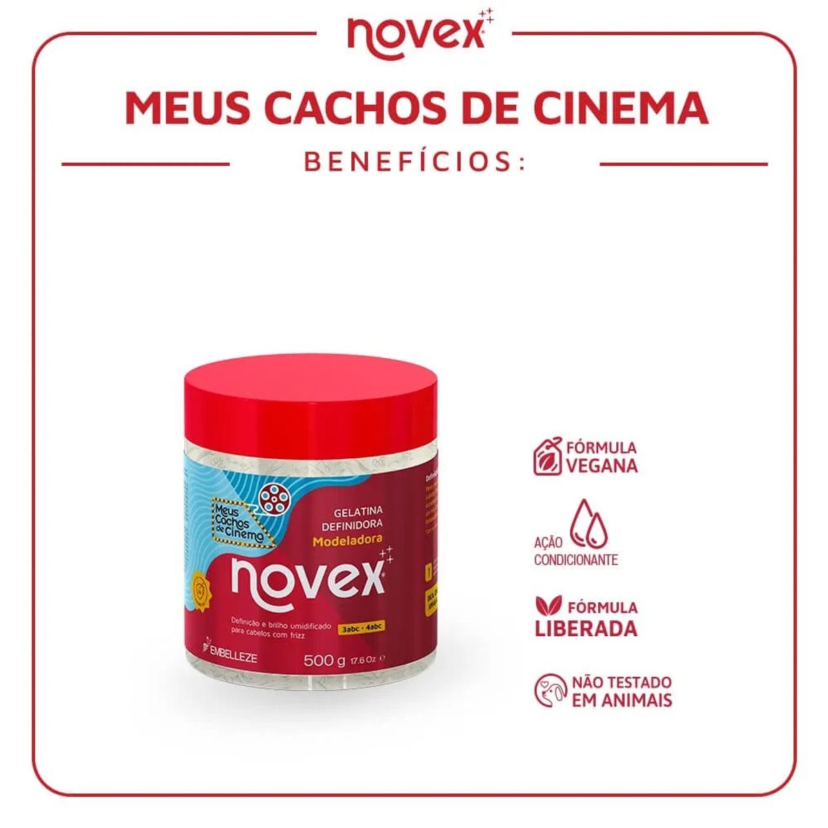 NOVEX - GEL DEFINIDORA MEUS CACHOS DE CINEMA 500G NOVEX