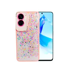 GENERICO - CARCASA PARA MOTOROLA G05 GLITTER INCLUYE POP SOCKET COLOR ROSA