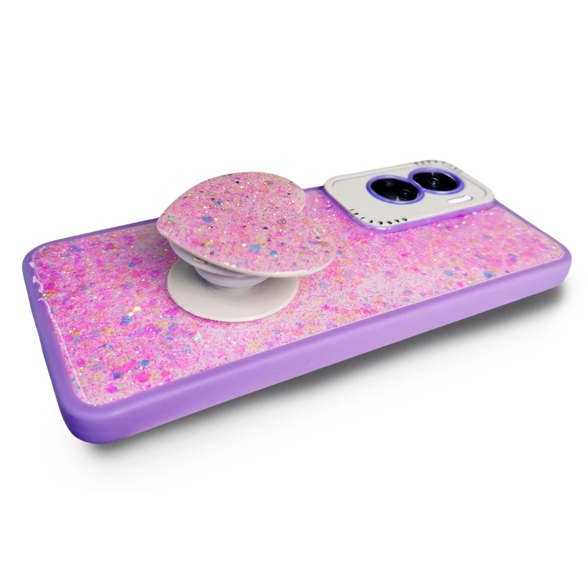 GENERICO - CARCASA PARA MOTOROLA G05 GLITTER INCLUYE POP SOCKET COLOR LILA