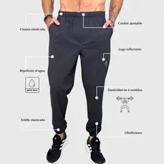 KONKO ACTIVE - Pantalon Jogger Running Pant Grafito Hombre Algodón Deportivo Konko