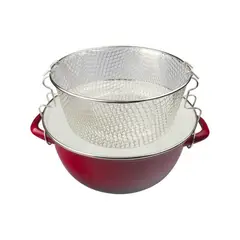 IBILI - Olla Freidora con Cestillo con Tapa Vidrio 24cm Rojo
