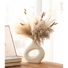GENERICO - Jarrón Decorativo Blanco Mate Cerámica Moderna